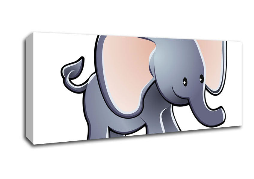 Picture of Big Eared Elephant White Panoramic Canvas Wall Art