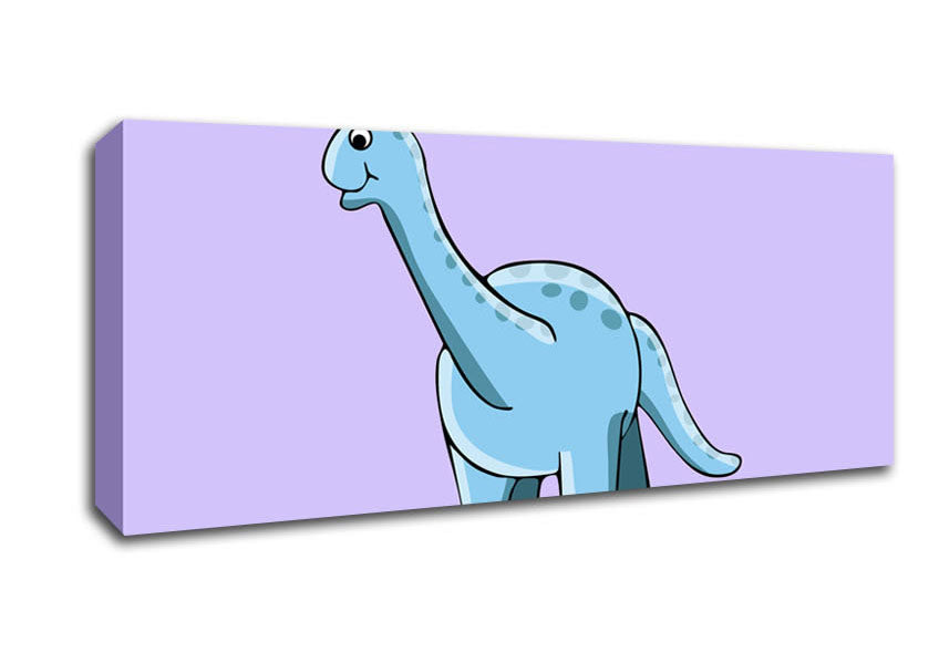 Picture of Big Funny Dinosaur Lilac Panoramic Canvas Wall Art