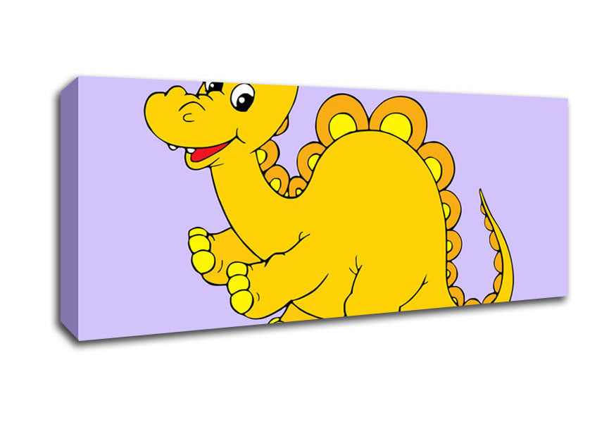 Picture of Big Happy Dinosaur Lilac Panoramic Canvas Wall Art