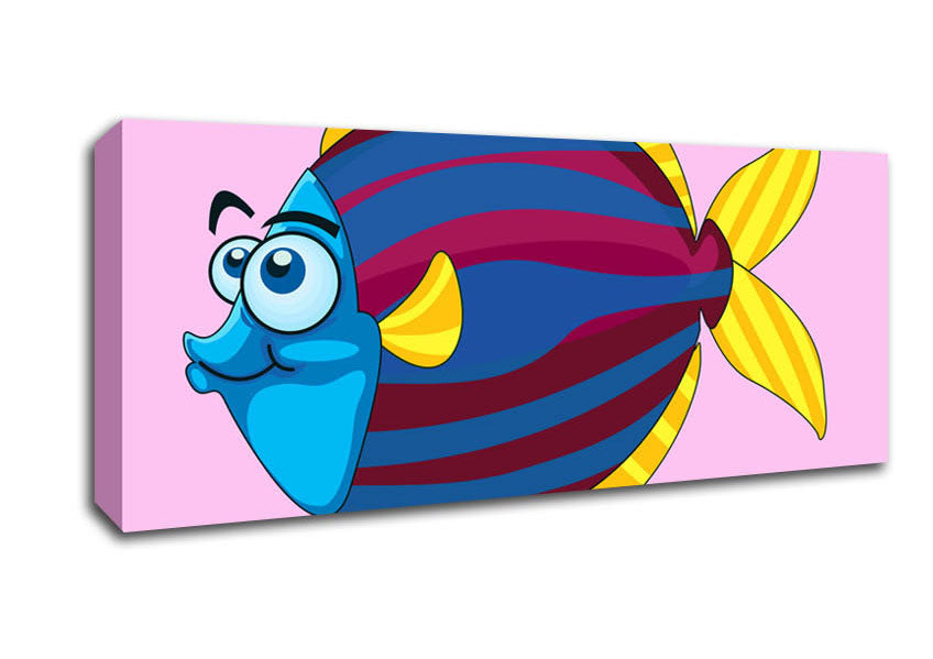 Picture of Big Happy Fish Pink Panoramic Canvas Wall Art