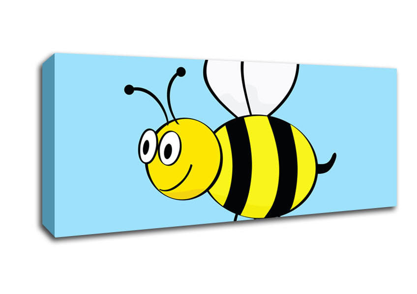 Picture of Buzzing Bee Baby Blue Panoramic Canvas Wall Art