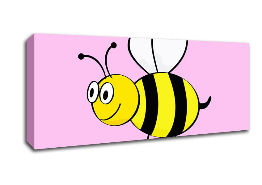 Picture of Buzzing Bee Pink Panoramic Canvas Wall Art