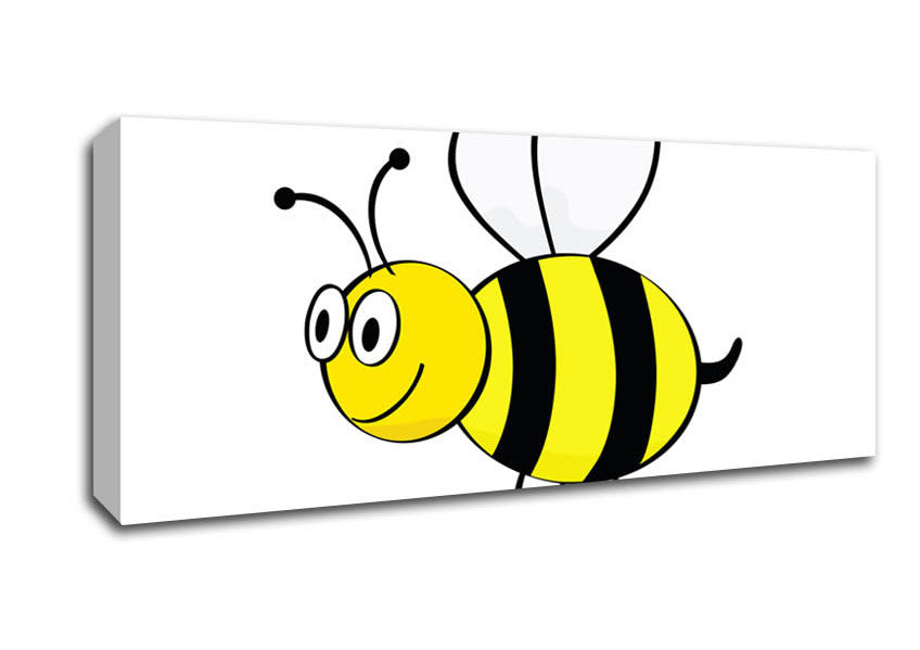 Picture of Buzzing Bee White Panoramic Canvas Wall Art