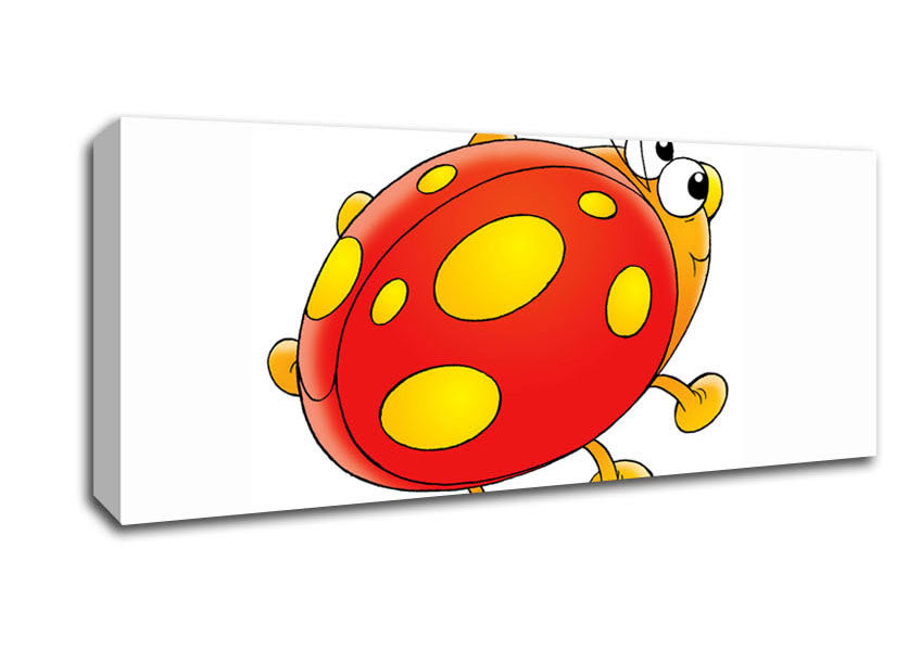 Picture of Cartoon Ladybug White Panoramic Canvas Wall Art