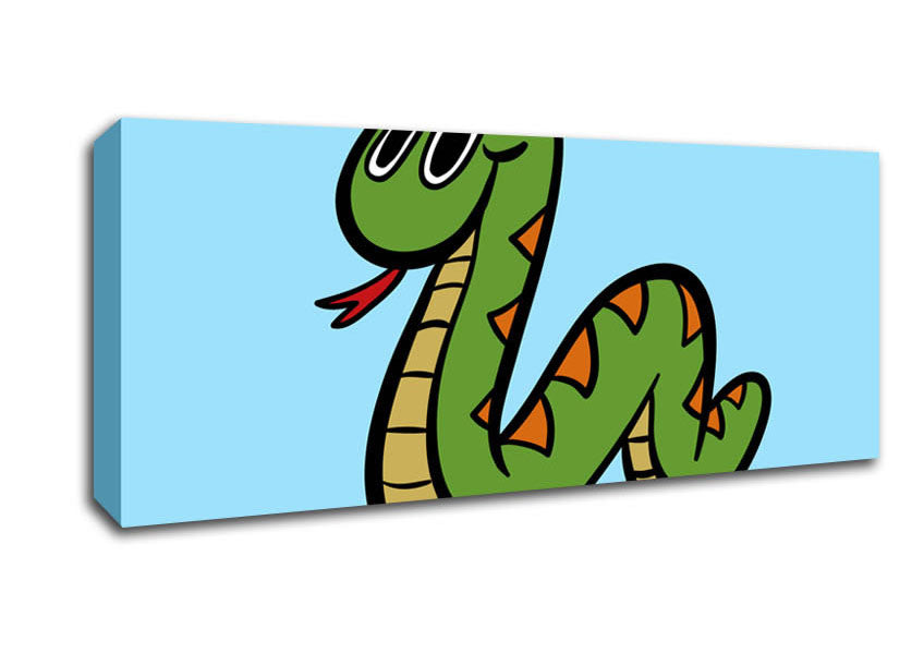 Picture of Cartoon Snake Baby Blue Panoramic Canvas Wall Art