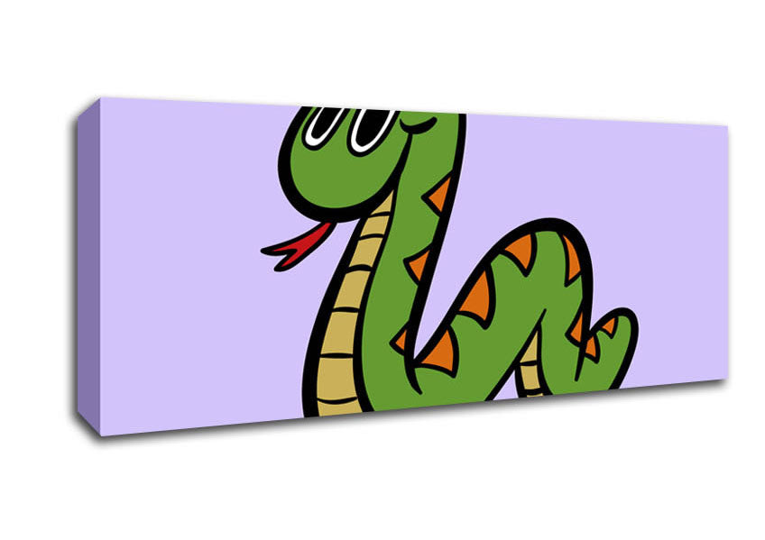 Picture of Cartoon Snake Lilac Panoramic Canvas Wall Art