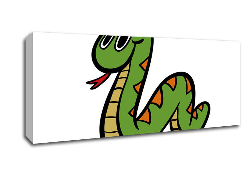 Picture of Cartoon Snake White Panoramic Canvas Wall Art