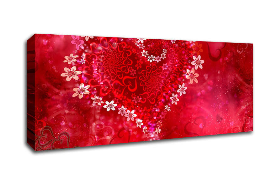 Picture of Love Heart Flowers Panoramic Canvas Wall Art