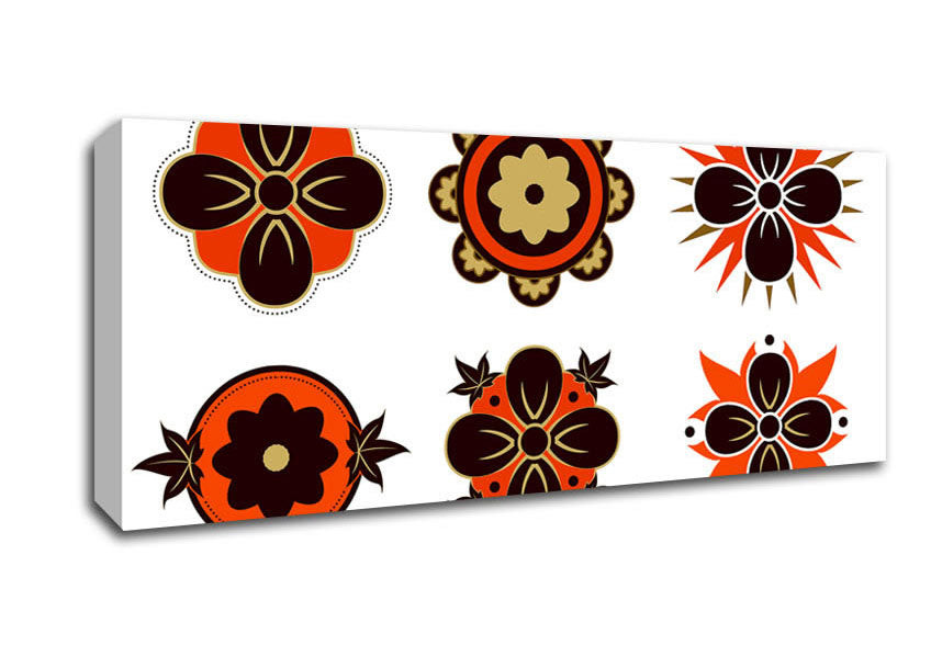 Picture of Orange And Brown Flower Heads Panoramic Canvas Wall Art