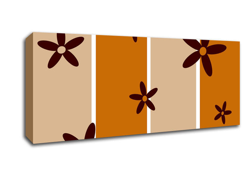 Picture of Chocolate Daisy Stripes Panoramic Canvas Wall Art