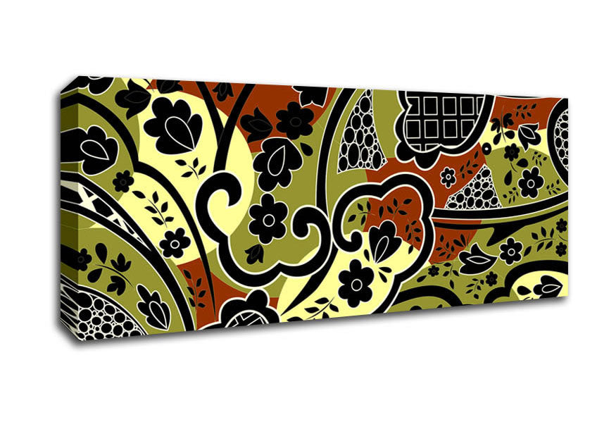 Picture of Paisley Leaves Panoramic Canvas Wall Art