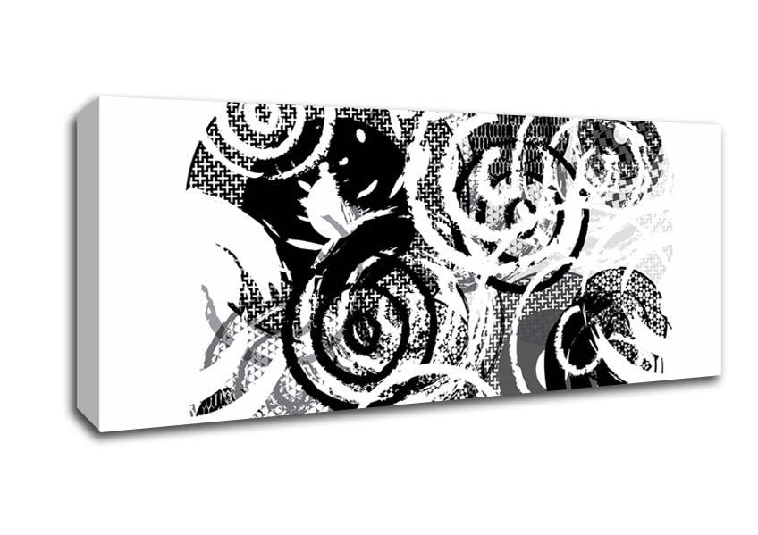 Picture of Swirls Of Circles B n W Panoramic Canvas Wall Art