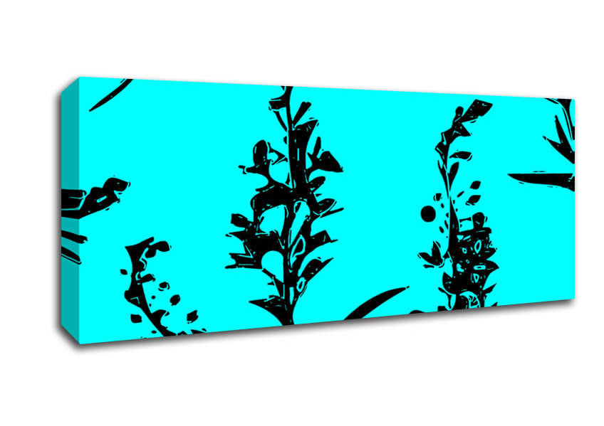 Picture of Freshness Of Beauty Aqua Black Panoramic Canvas Wall Art