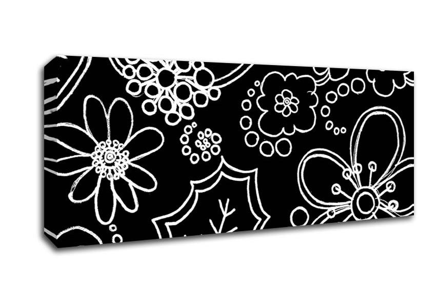 Picture of Bloom White On Black Panoramic Canvas Wall Art