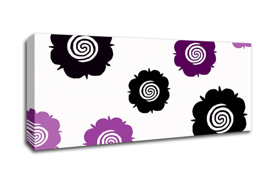 Picture of Flowers Purple On White Panoramic Canvas Wall Art