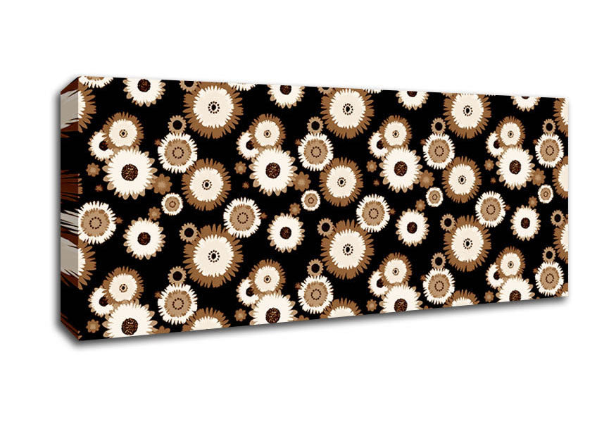 Picture of Flower On Flower Brown Panoramic Canvas Wall Art