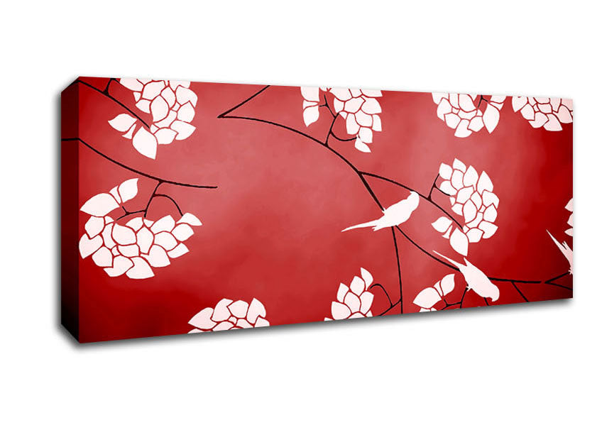 Picture of Red Feather Branches Panoramic Canvas Wall Art