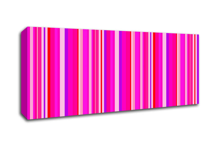 Picture of Retro Stripes Pink Panoramic Canvas Wall Art