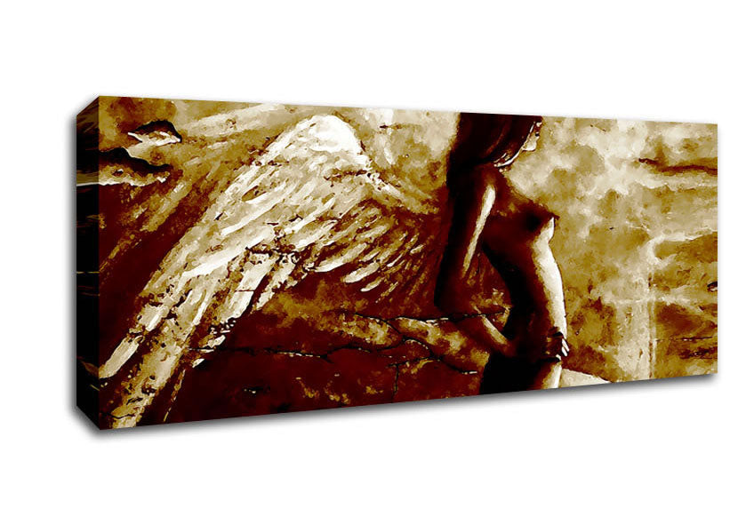 Picture of Brown Winged Angel Panoramic Canvas Wall Art