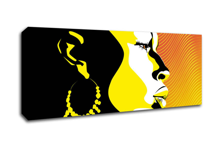 Picture of African Female Bathed In Golden Light Panoramic Canvas Wall Art