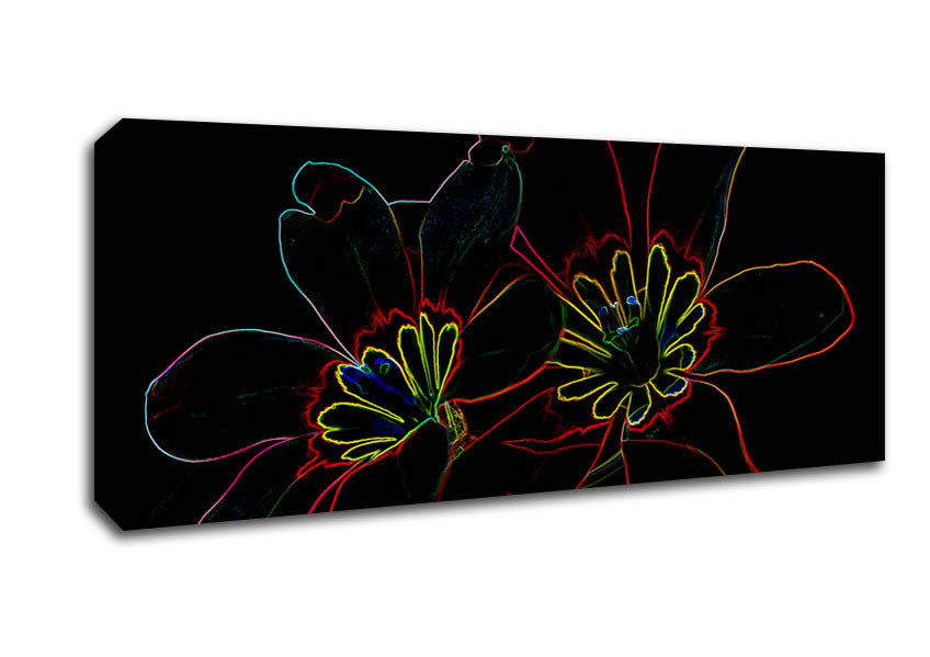 Picture of Abstarct Neon Floral 38 Panoramic Canvas Wall Art