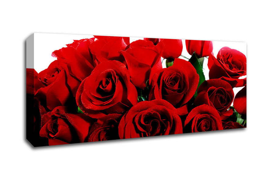 Picture of Bouquet Of Red Roses Panoramic Canvas Wall Art