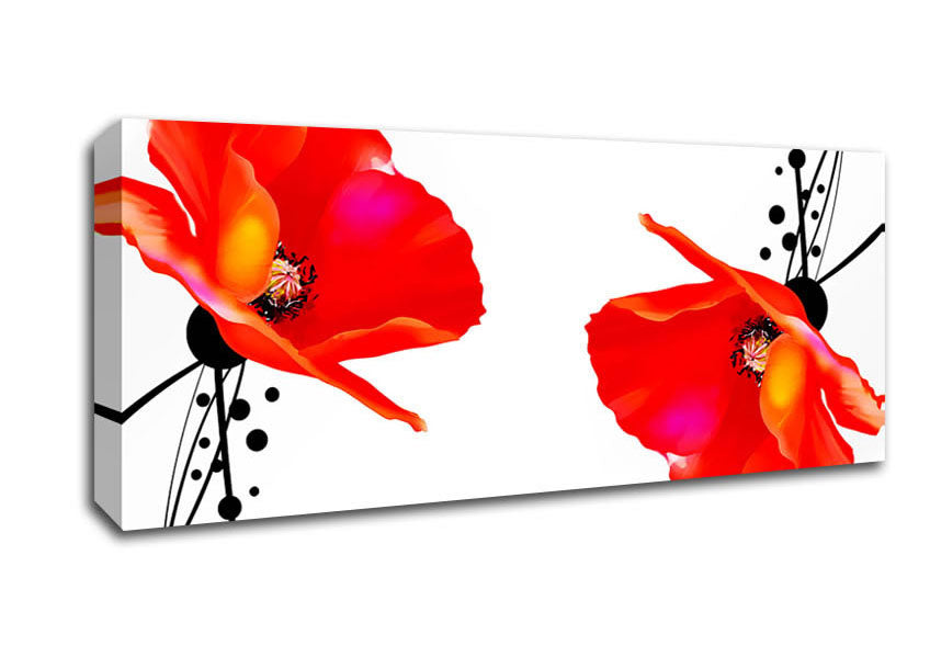 Picture of Twin Poppy Abstract Panoramic Canvas Wall Art