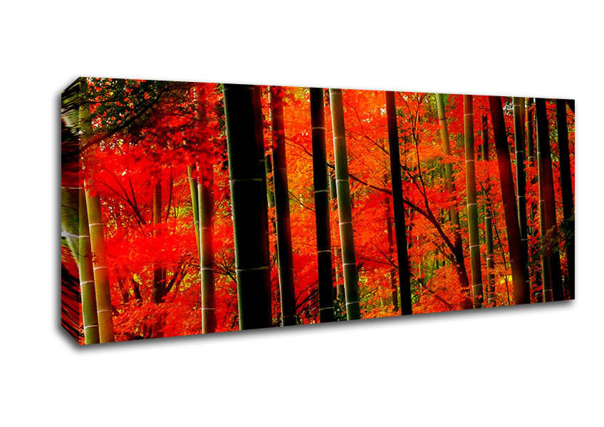 Picture of Red Autumn Forest Panoramic Canvas Wall Art