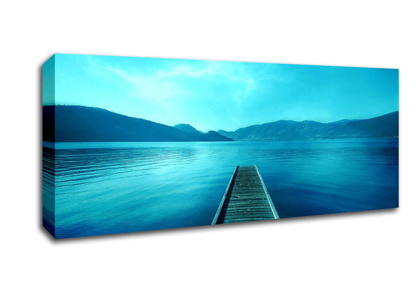 Picture of Blue Lake Dock Panoramic Canvas Wall Art