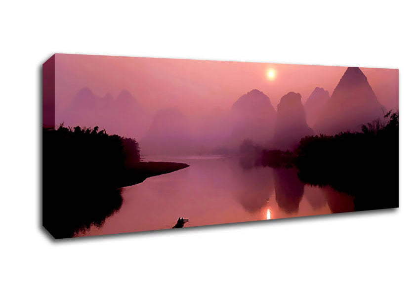 Picture of Peach Paradise Lake Panoramic Canvas Wall Art