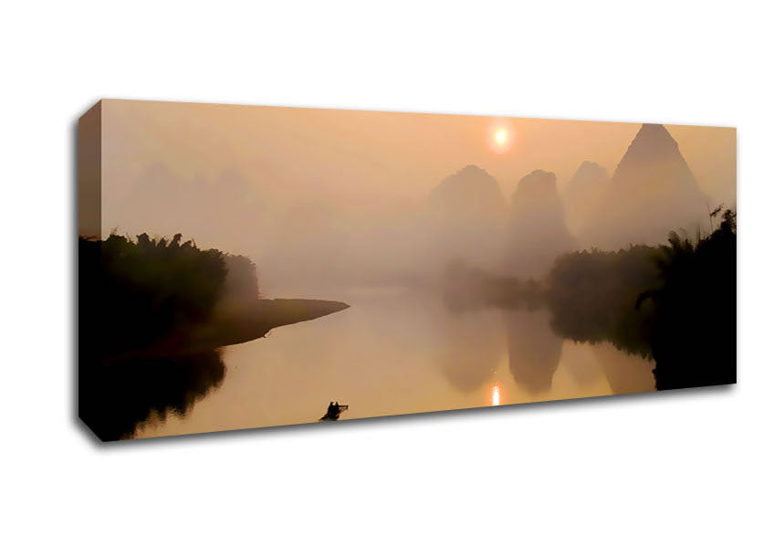 Picture of Calm Paradise Lake Panoramic Canvas Wall Art