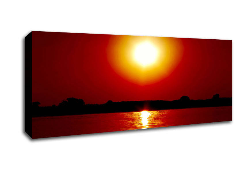 Picture of Orange Lake Sun Panoramic Canvas Wall Art