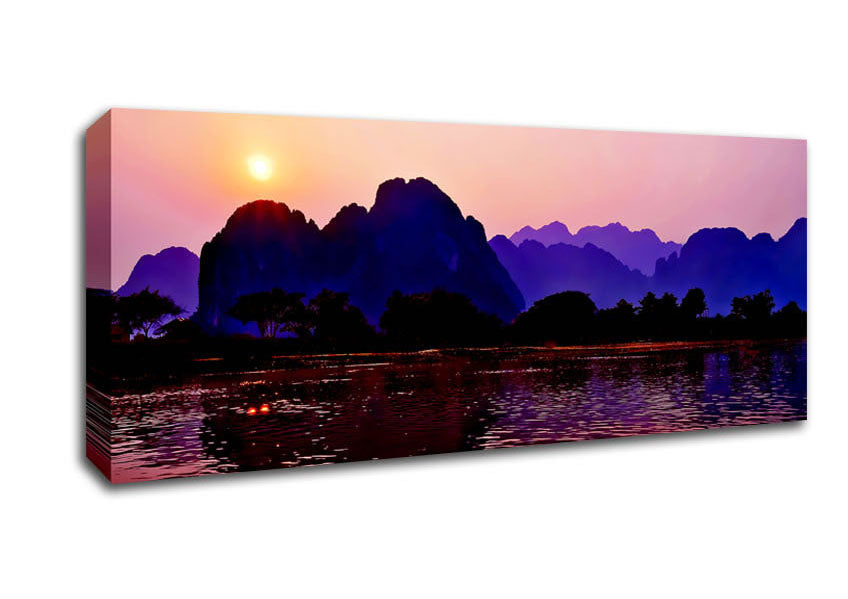 Picture of Purple Mountains At Sunrise Panoramic Canvas Wall Art