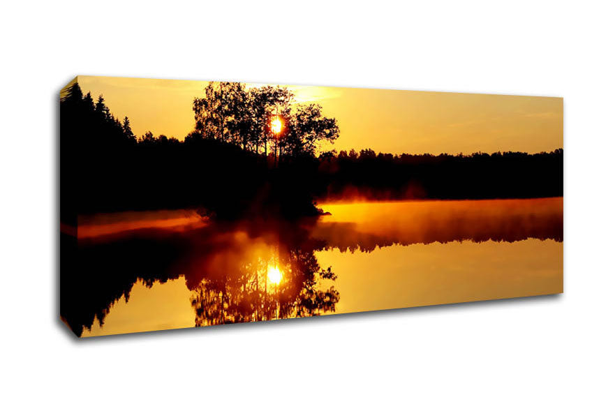 Picture of Reflections Of The Sunset Tree Panoramic Canvas Wall Art