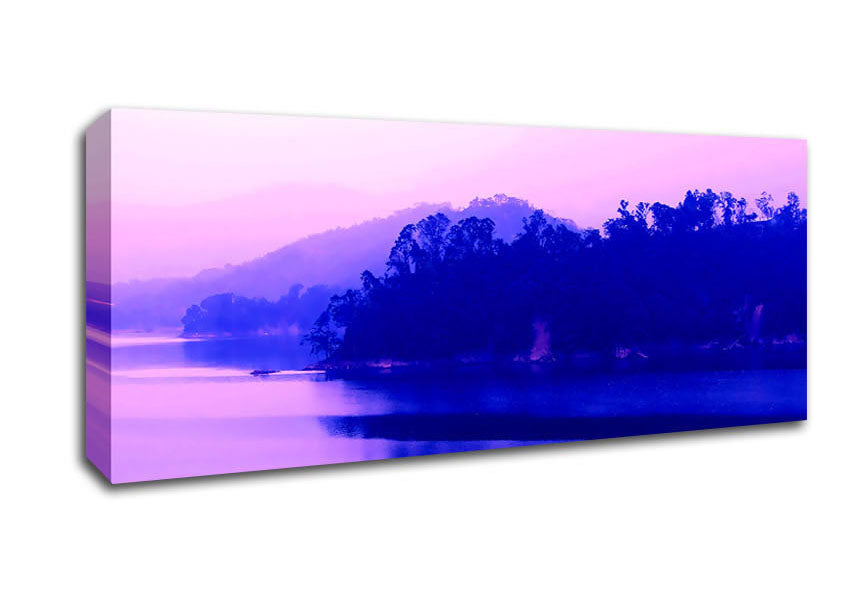 Picture of Pink Blue Lake Serine Panoramic Canvas Wall Art