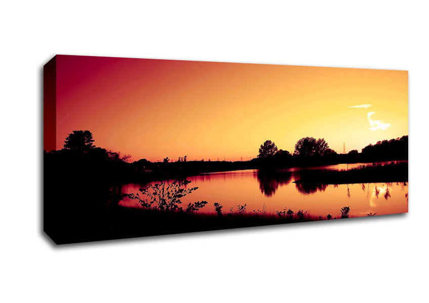 Picture of Lake At Sunset Panoramic Canvas Wall Art