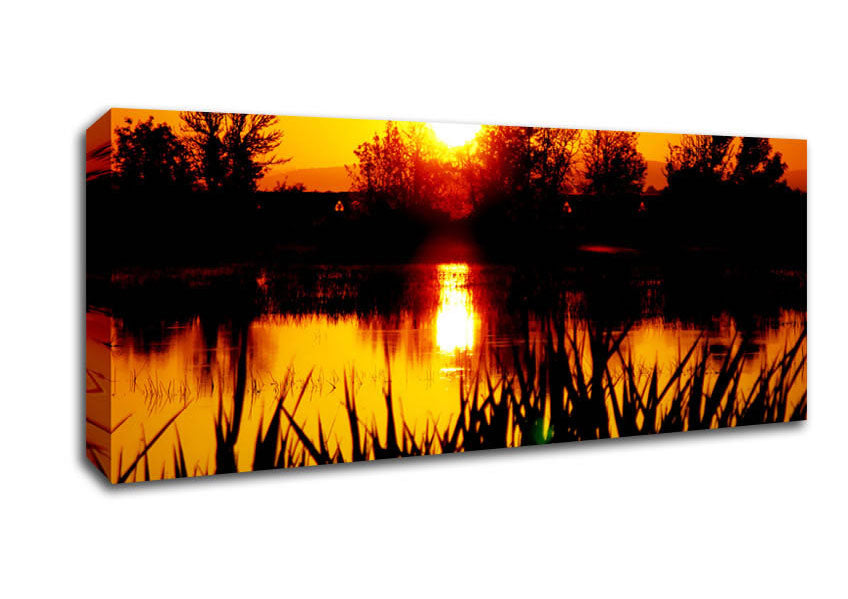 Picture of Orange Sunset River Panoramic Canvas Wall Art