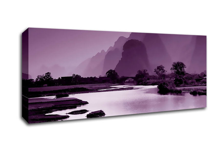 Picture of Mauve Mountain Lake Panoramic Canvas Wall Art