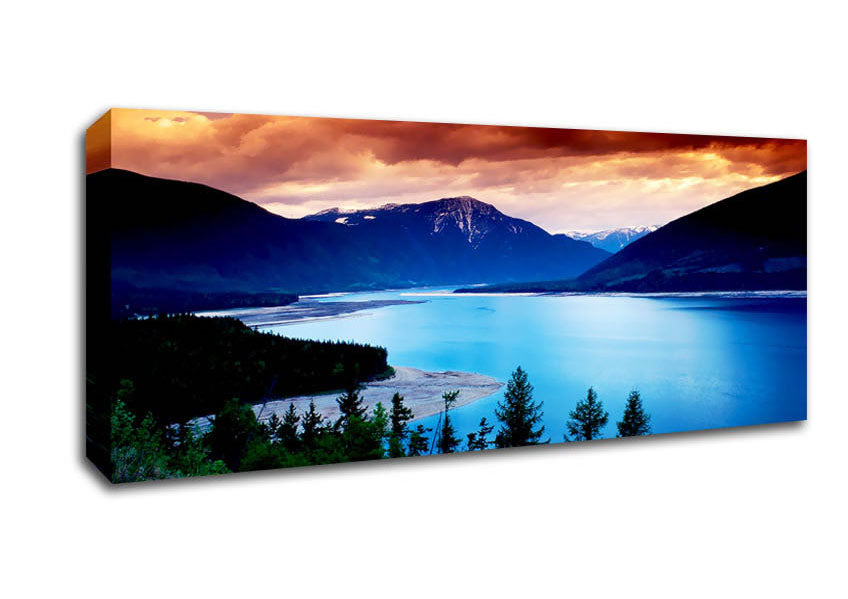 Picture of Mountain River Storm Panoramic Canvas Wall Art