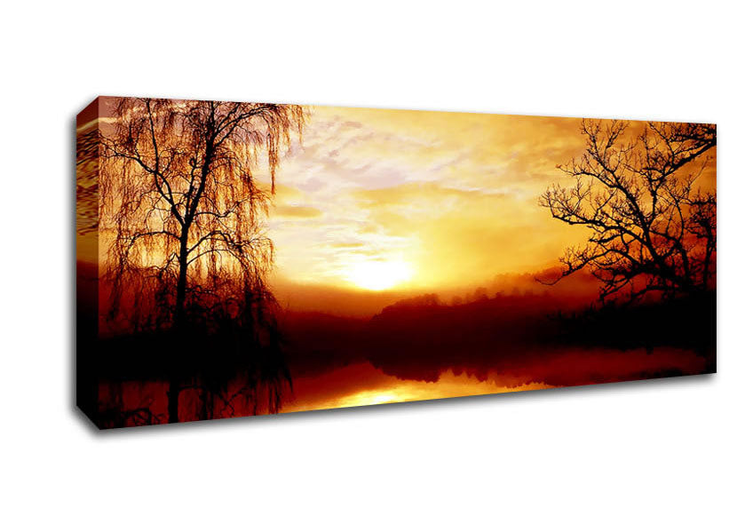 Picture of Golden Clouds Over The Lake Panoramic Canvas Wall Art