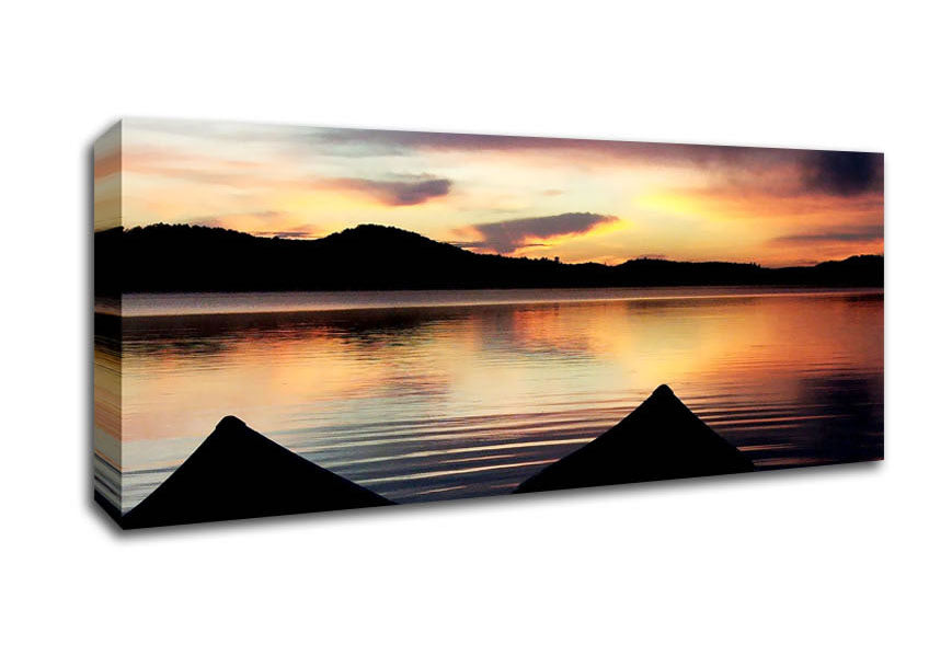 Picture of Rowing Boats At Dawn Panoramic Canvas Wall Art