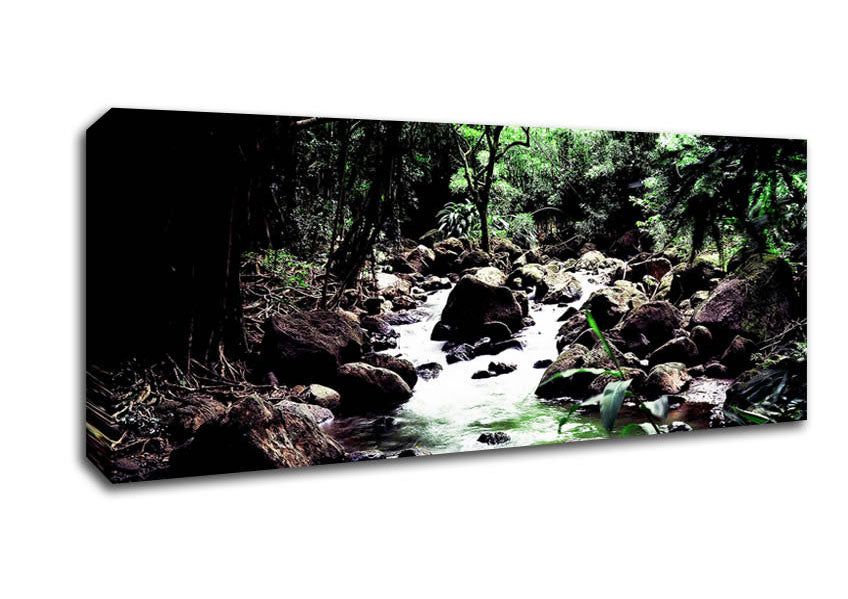 Picture of Hidden Woodland Stream Panoramic Canvas Wall Art