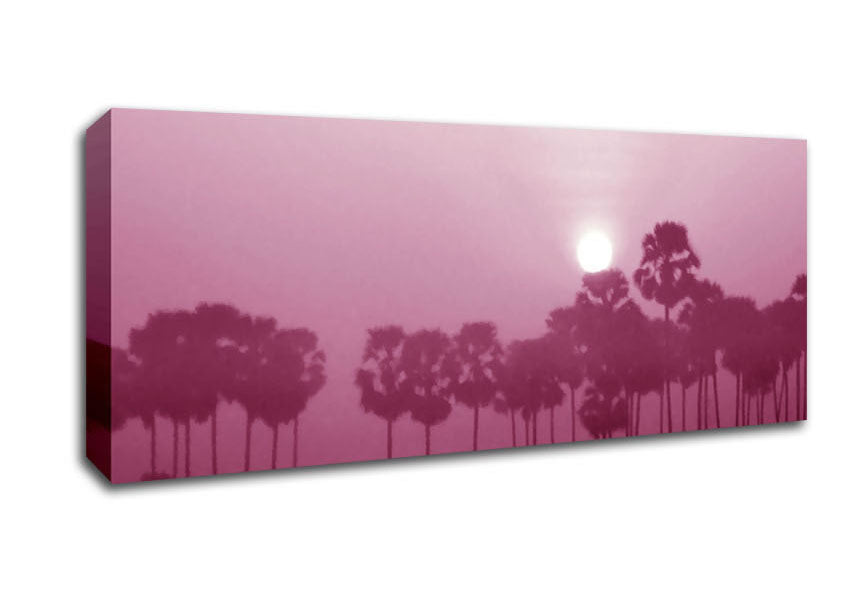 Picture of Sun Over The Deep Pink Lake Panoramic Canvas Wall Art