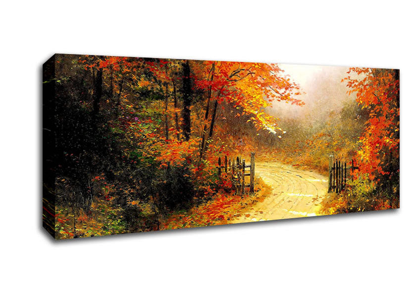 Picture of Autumn Lane Panoramic Canvas Wall Art