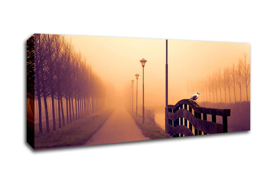 Picture of Foggy Fall Day Panoramic Canvas Wall Art