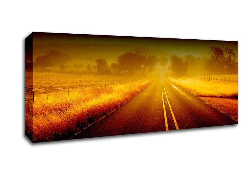 Picture of Misty Road Panoramic Canvas Wall Art