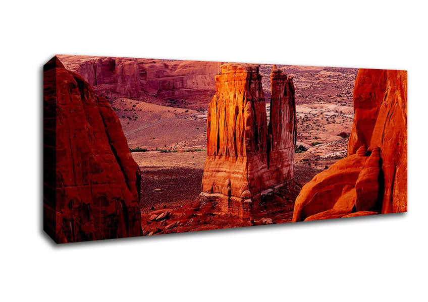 Picture of Courthouse Towers At Sunset Arches National Park Utah Panoramic Canvas Wall Art