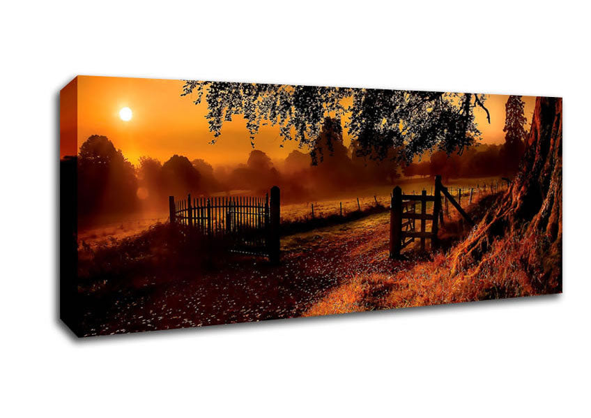 Picture of Old Road Gate Panoramic Canvas Wall Art