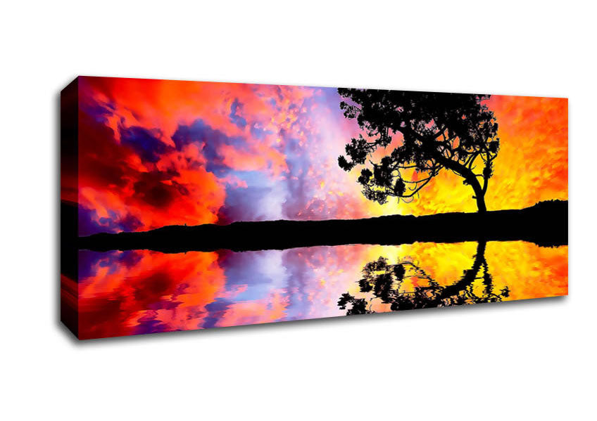 Picture of Tree Reflection In Water Panoramic Canvas Wall Art