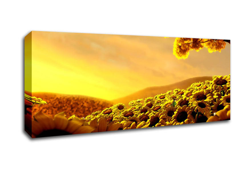 Picture of Sun Flower World Panoramic Canvas Wall Art